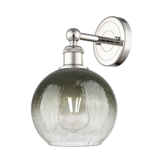 Innovations Brookhaven Globe 8in 1-Light Wall Sconce | Industrial Polished Nickel and Slate Glass | Bathroom & Hallway Accent | Model 616-1W-PN-G483-8SL