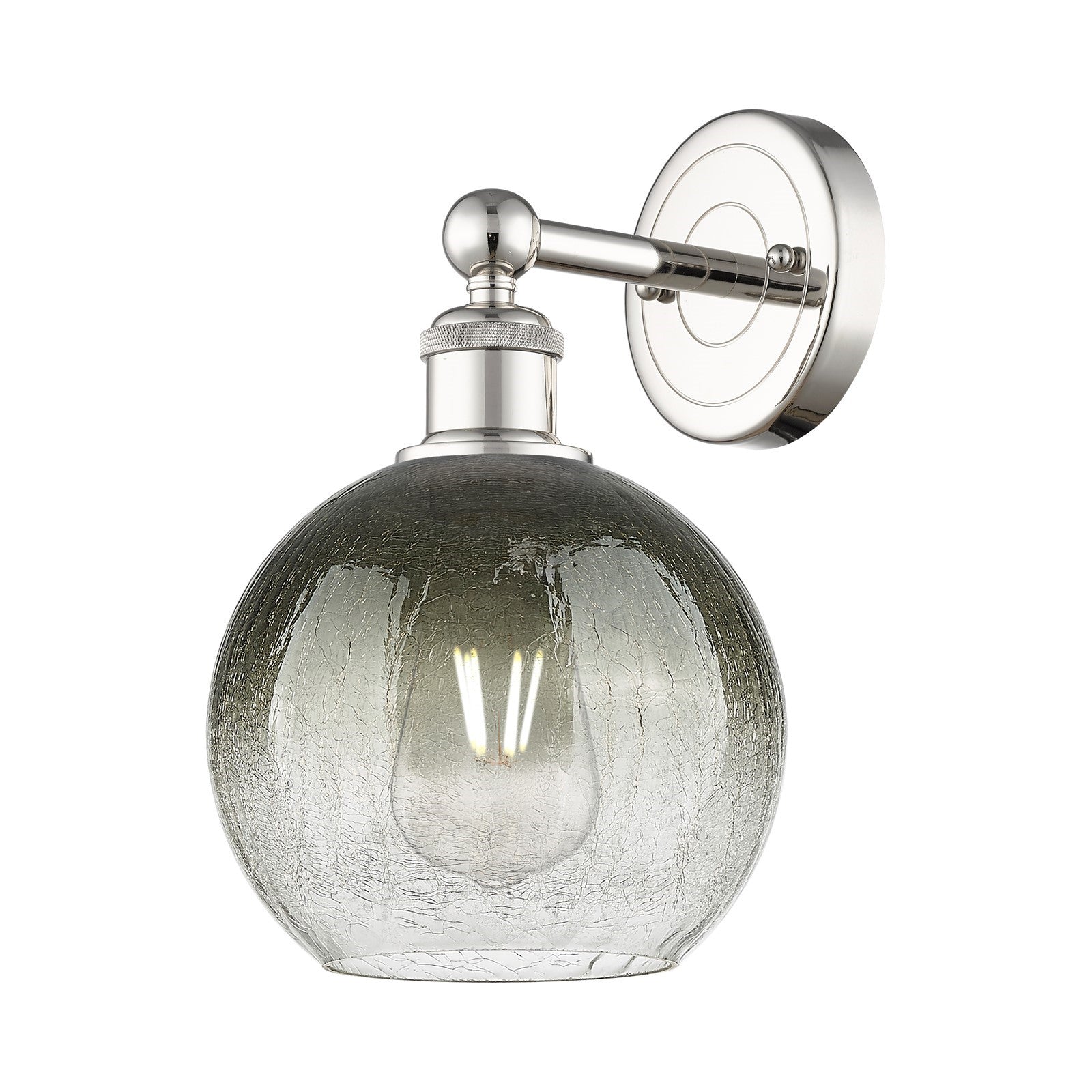 Innovations Brookhaven Globe 8in 1-Light Wall Sconce | Industrial Polished Nickel and Slate Glass | Bathroom & Hallway Accent | Model 616-1W-PN-G483-8SL