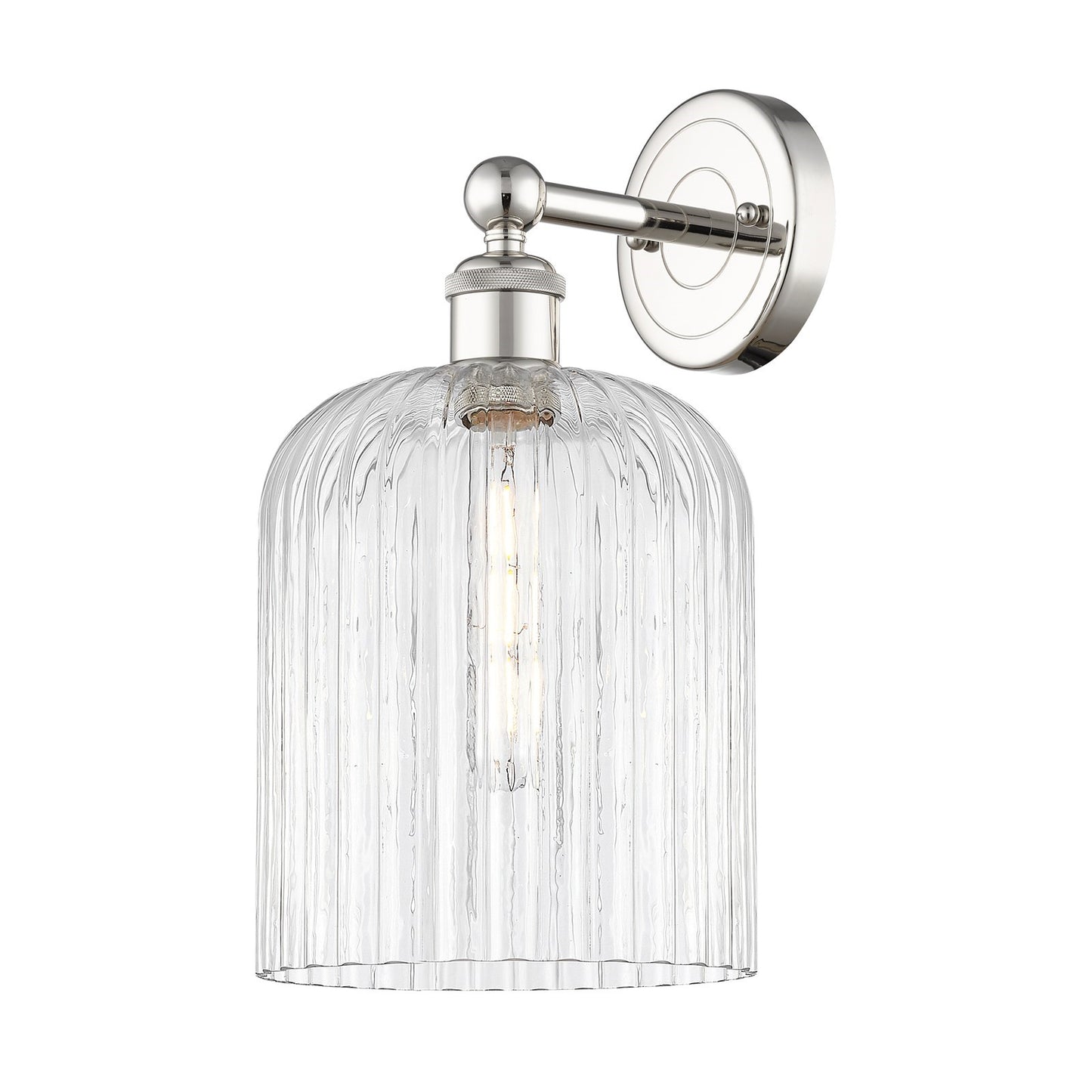 Innovations Bridal Veil 1-Light 5in Wall Sconce | Art Nouveau Industrial Polished Nickel Steel and Clear Ribbed Glass | Model 616-1W-PN-G559-8CL