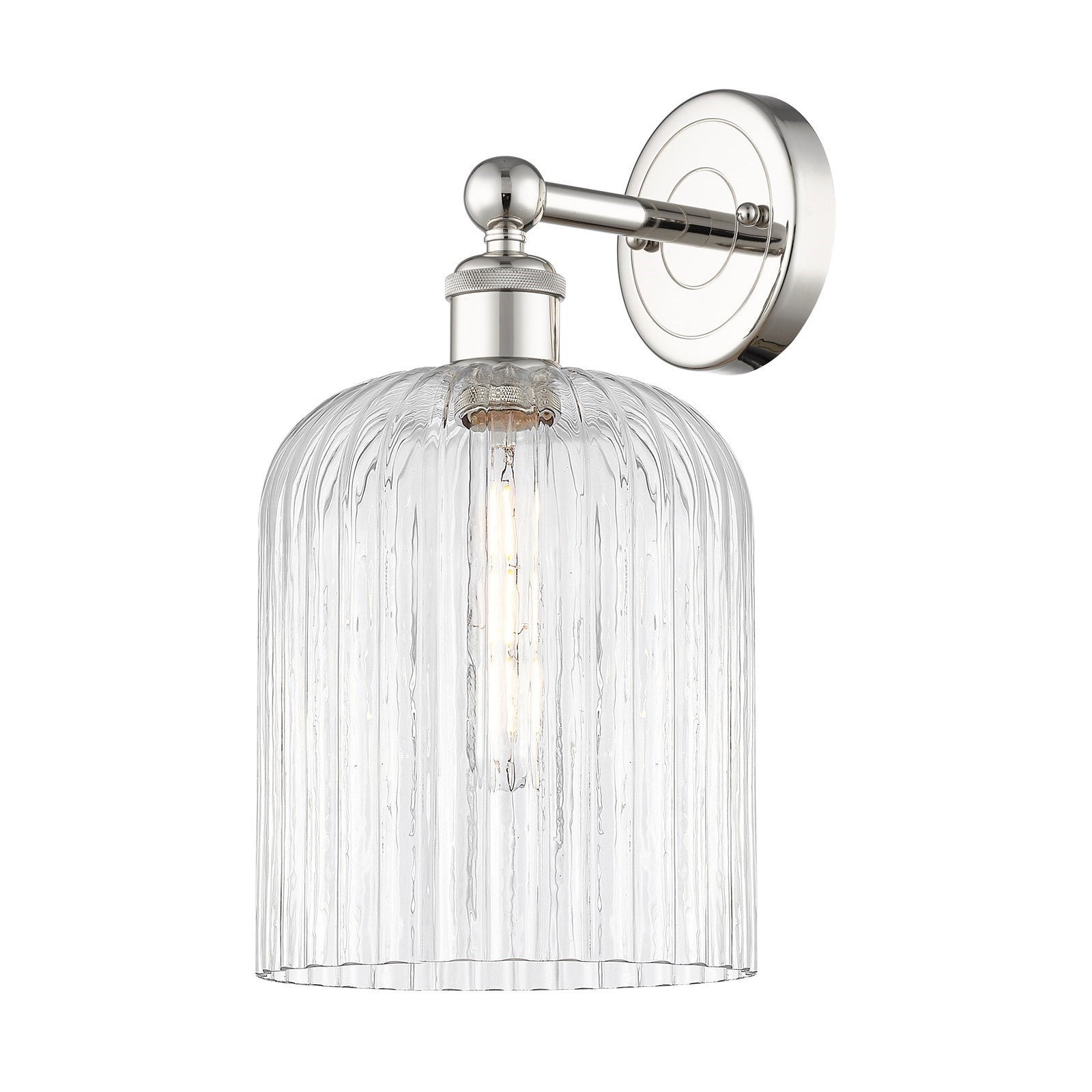 Innovations Bridal Veil 1-Light 5in Wall Sconce | Art Nouveau Industrial Polished Nickel Steel and Clear Ribbed Glass | Model 616-1W-PN-G559-8CL