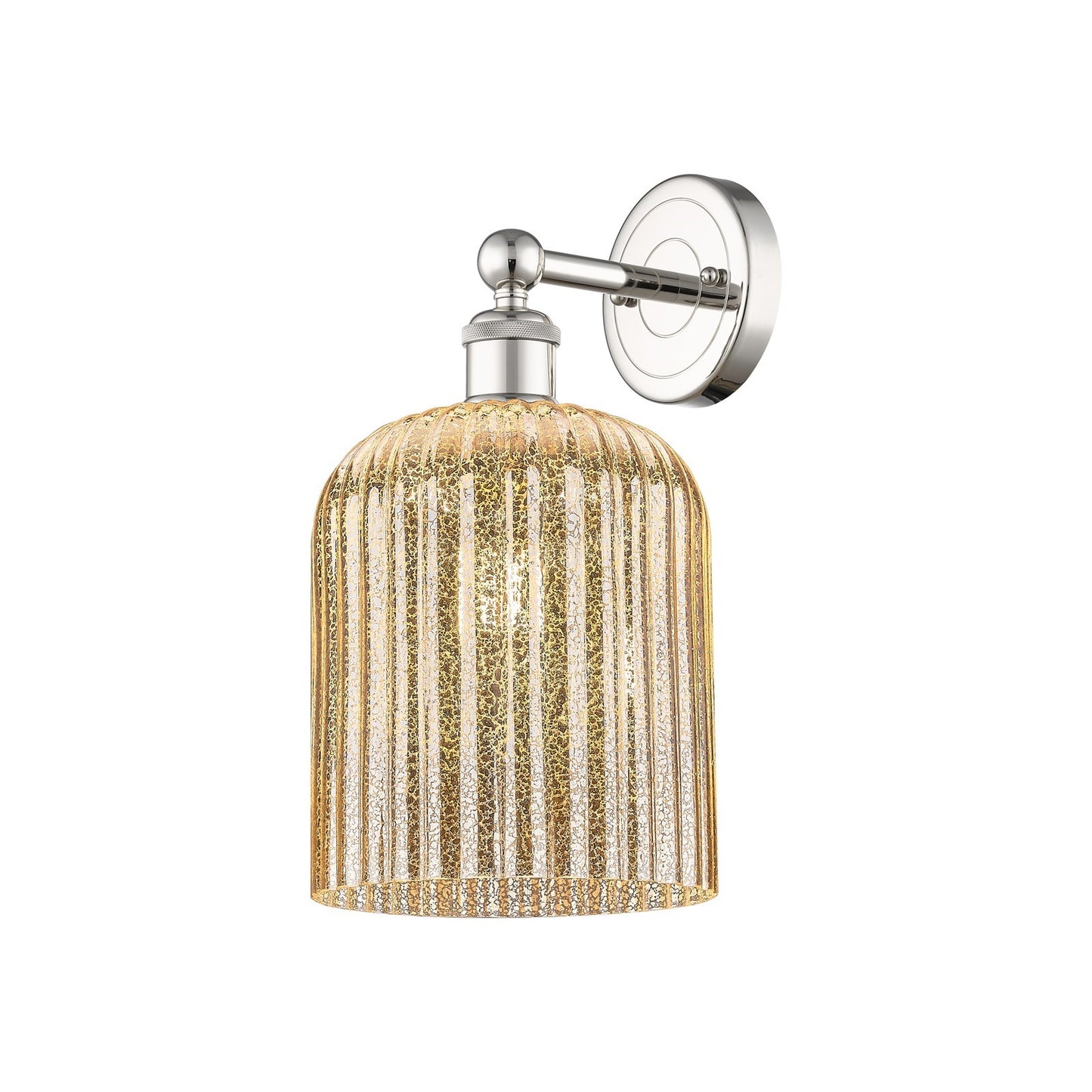 Innovations Bridal Veil 1-Light 5in Wall Sconce | Art Nouveau Polished Nickel and Mercury Ribbed Glass | Bathroom & Hallway | Model 616-1W-PN-G559-8ME