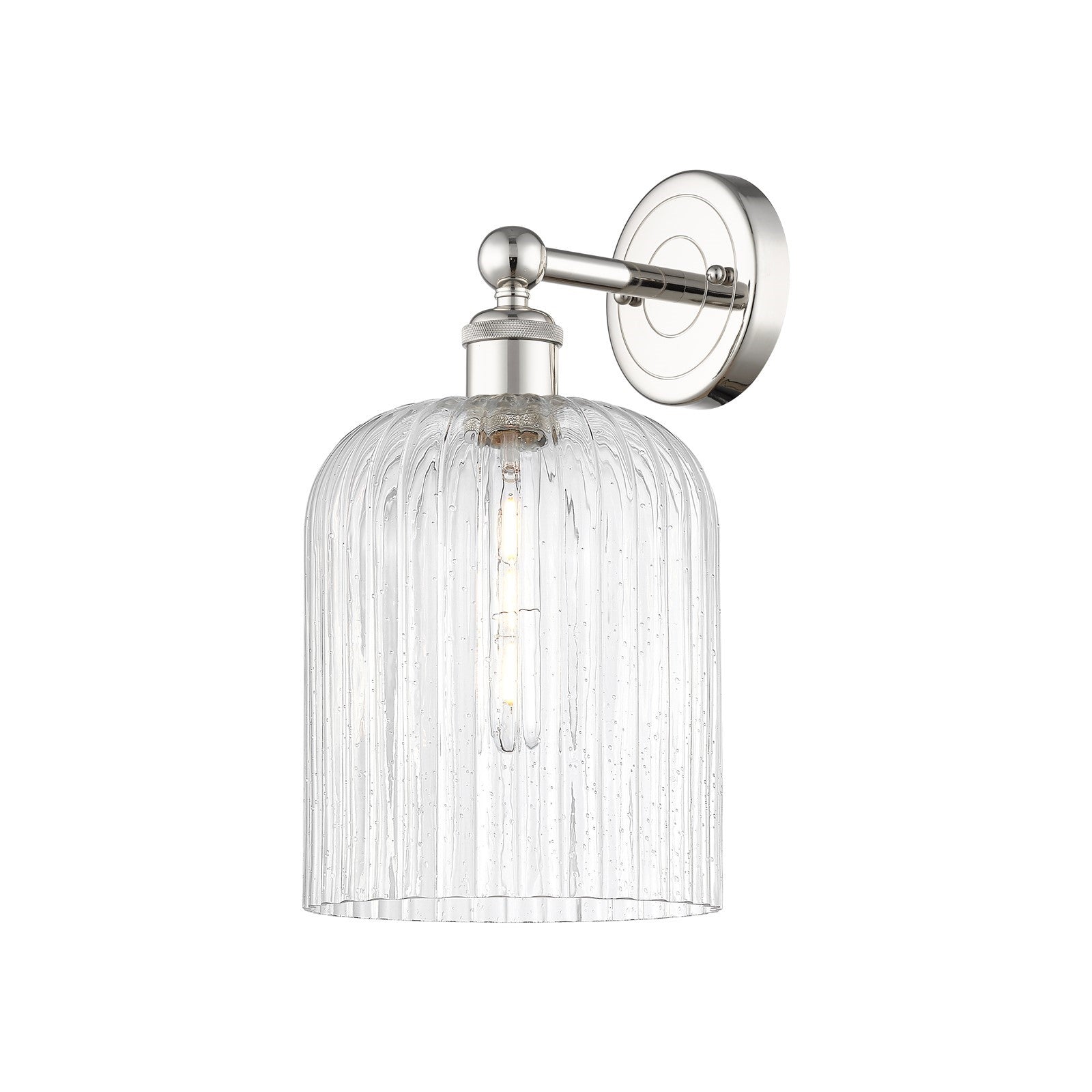 Innovations Bridal Veil 1-Light Wall Sconce | Art Nouveau Polished Nickel and Seedy Ribbed Glass | Bathroom & Hallway Accent | Model 616-1W-PN-G559-8SDY