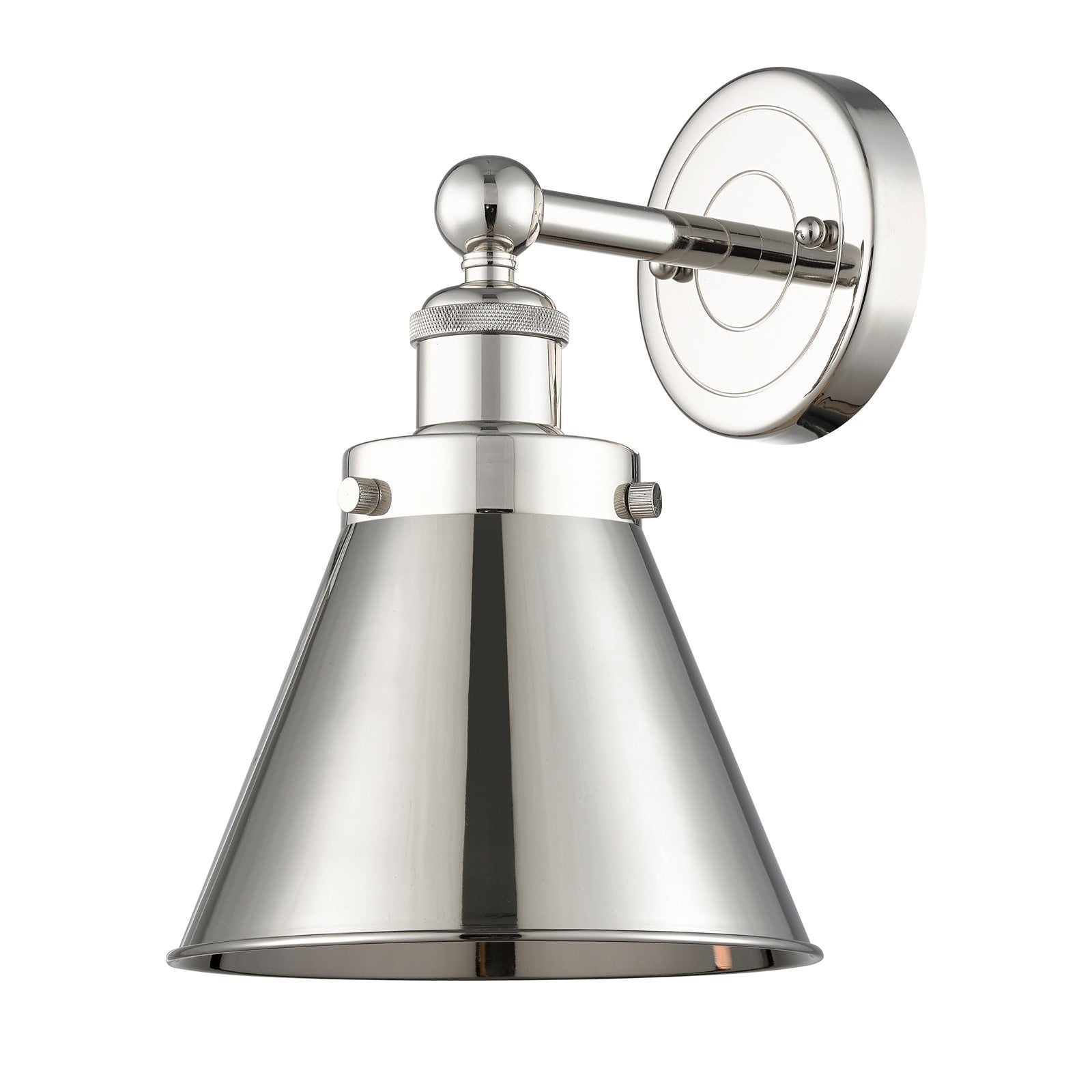 Innovations Appalachian 8in 1-Light Wall Sconce | Traditional Industrial Polished Nickel Steel and Cast Brass with Cone Metal | Model 616-1W-PN-M13-PN