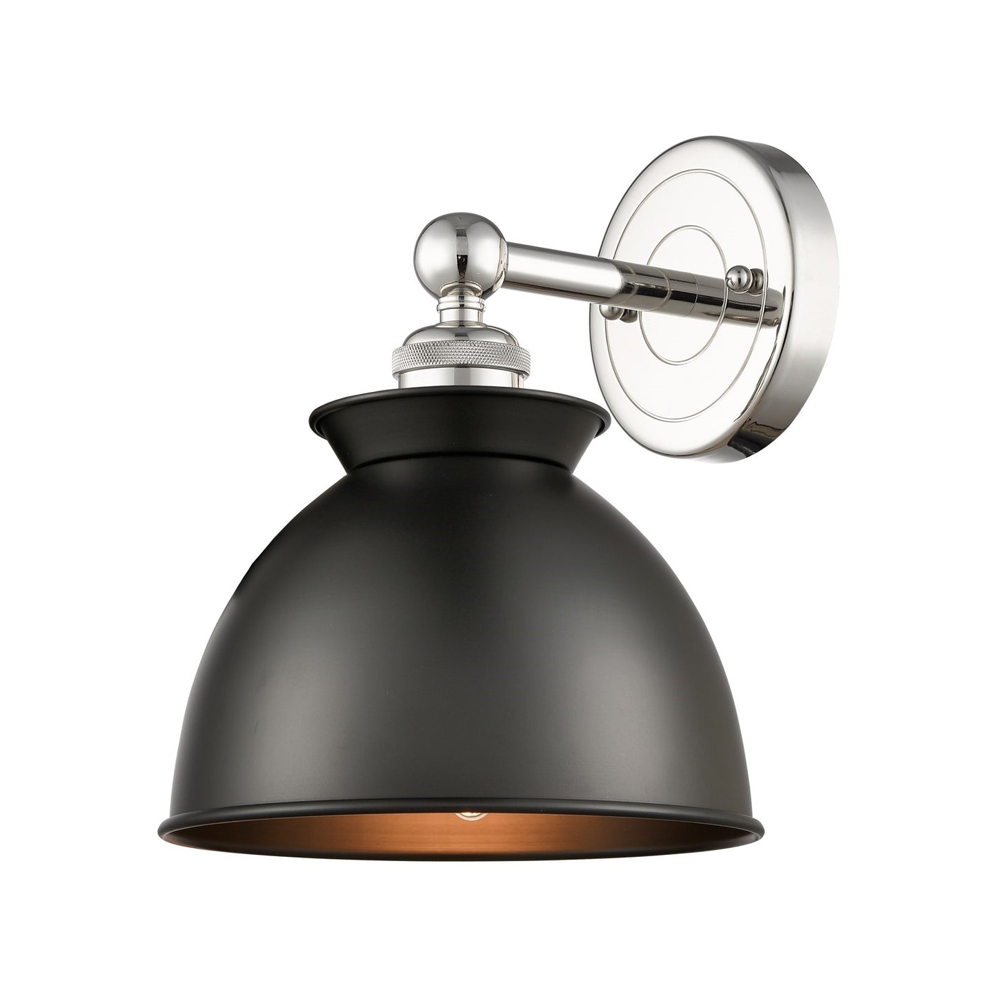 Innovations Adirondack 8.25in 1-Light Wall Sconce | Industrial Polished Nickel and Matte Black Metal | Damp Rated Bedroom & | Model 616-1W-PN-M14-BK