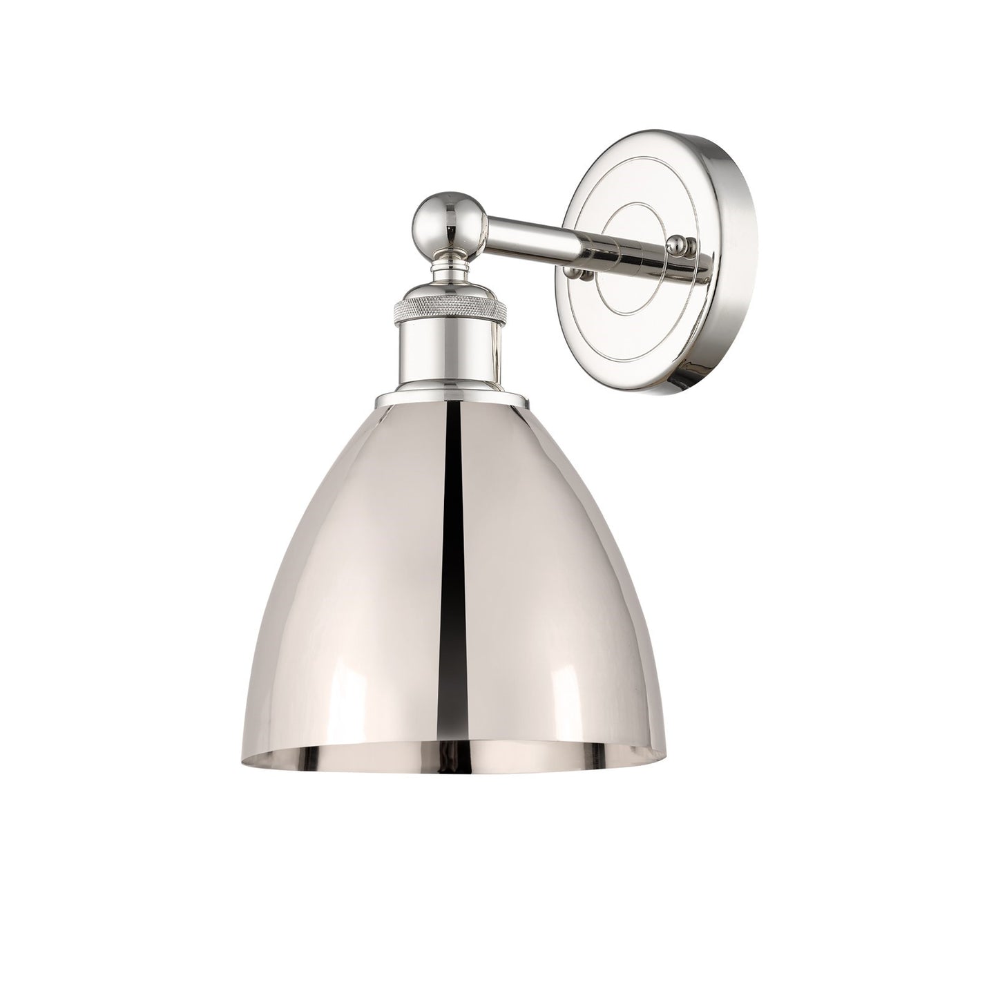 Innovations Bristol 8in 1-Light Wall Sconce | Industrial Polished Nickel Steel and Polished Nickel Metal Shade | Hallway & | Model 616-1W-PN-MBD-75-PN