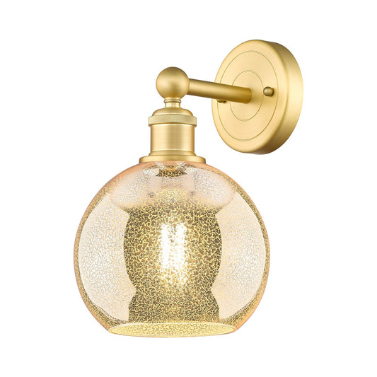 Innovations Athens 8in 1-Light Wall Sconce | Industrial Satin Gold Steel and Mercury Glass | Entryway & Hallway Accent | 8 x 8.5 | Model 616-1W-SG-G128-8