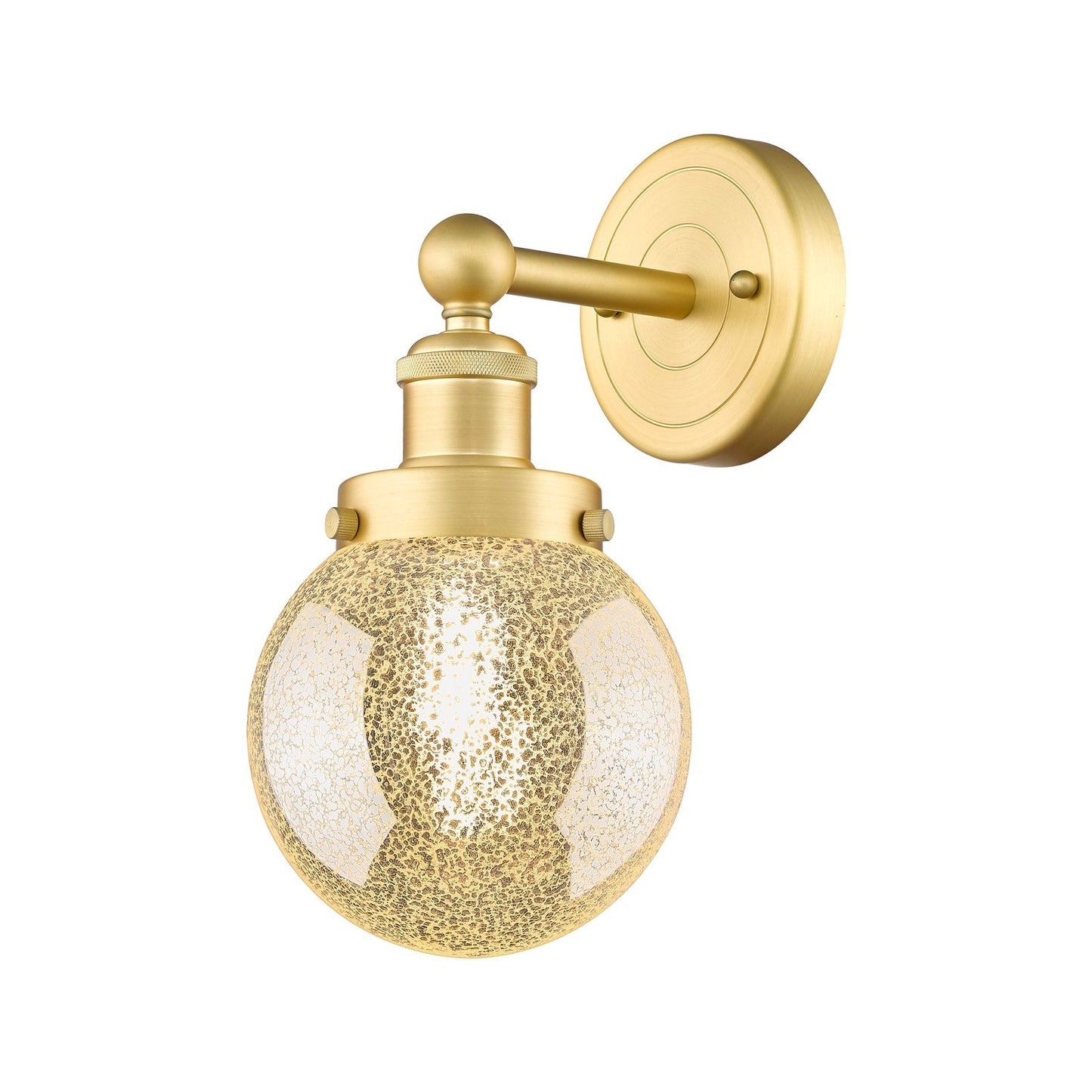 Innovations Beacon 6in 1-Light Wall Sconce | Industrial Satin Gold Steel and Mercury Glass | Bathroom & Hallway Accent | 6 x 7.5 | Model 616-1W-SG-G208-6