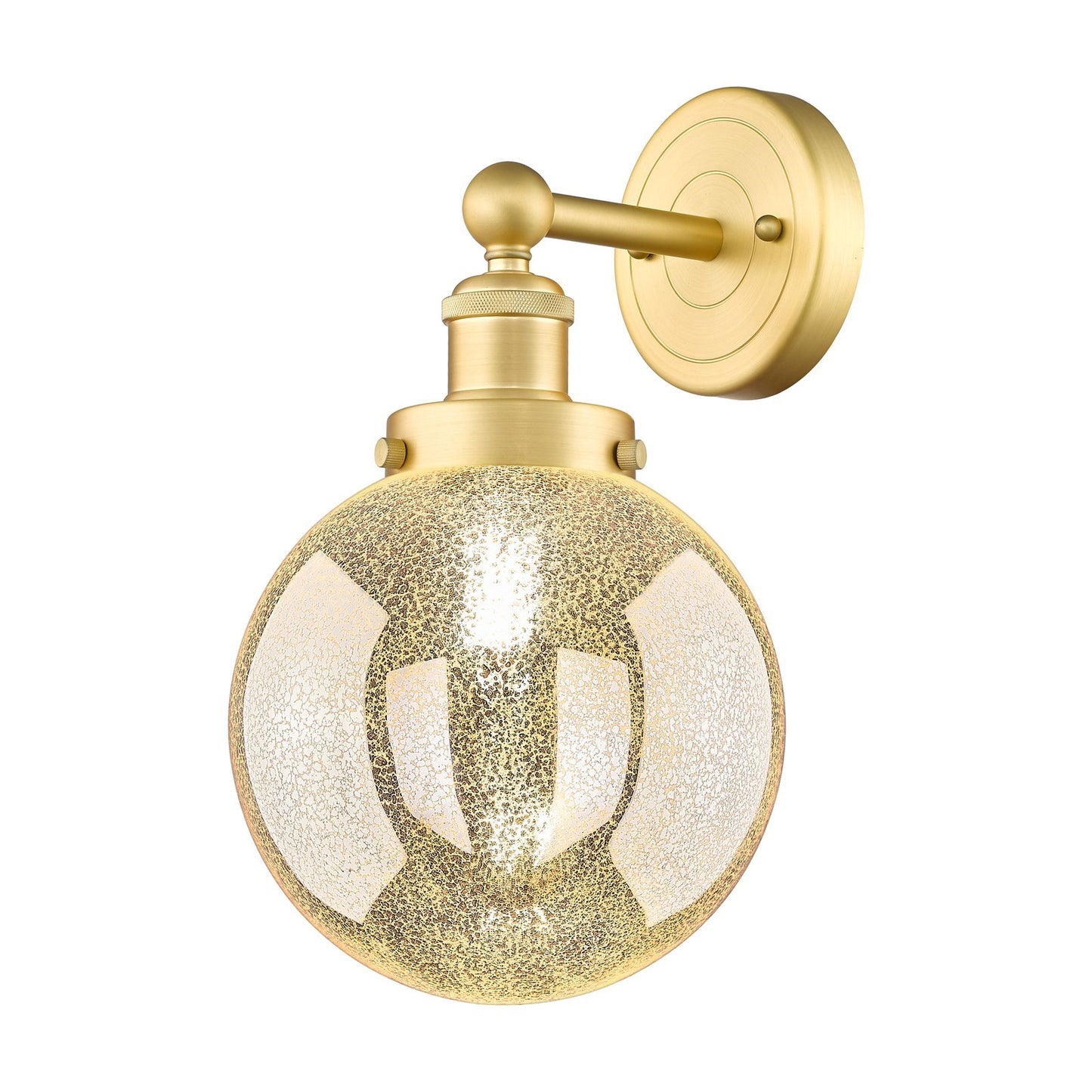 Innovations Beacon 8in 1-Light Wall Sconce | Industrial Satin Gold Steel and Mercury Glass | Bathroom & Hallway Accent | 8 x | Model 616-1W-SG-G208-8