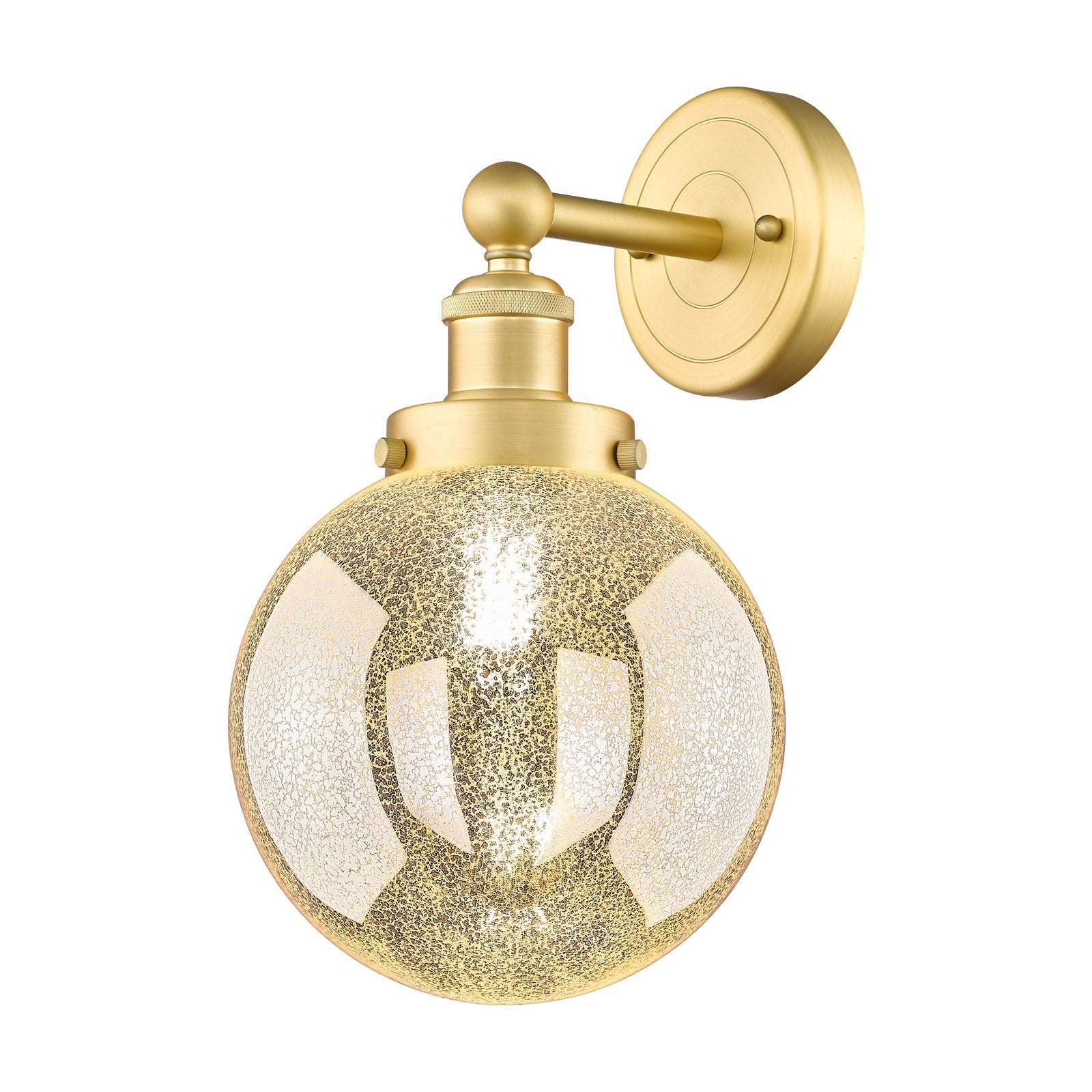 Innovations Beacon 8in 1-Light Wall Sconce | Industrial Satin Gold Steel and Mercury Glass | Bathroom & Hallway Accent | 8 x | Model 616-1W-SG-G208-8