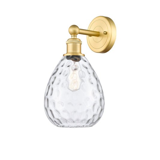 Innovations Waverly 8in 1-Light Wall Sconce | Industrial Satin Gold Steel and Clear Glass | Bathroom & Hallway Accent | 8 x 14.25 in | Model 616-1W-SG-G372
