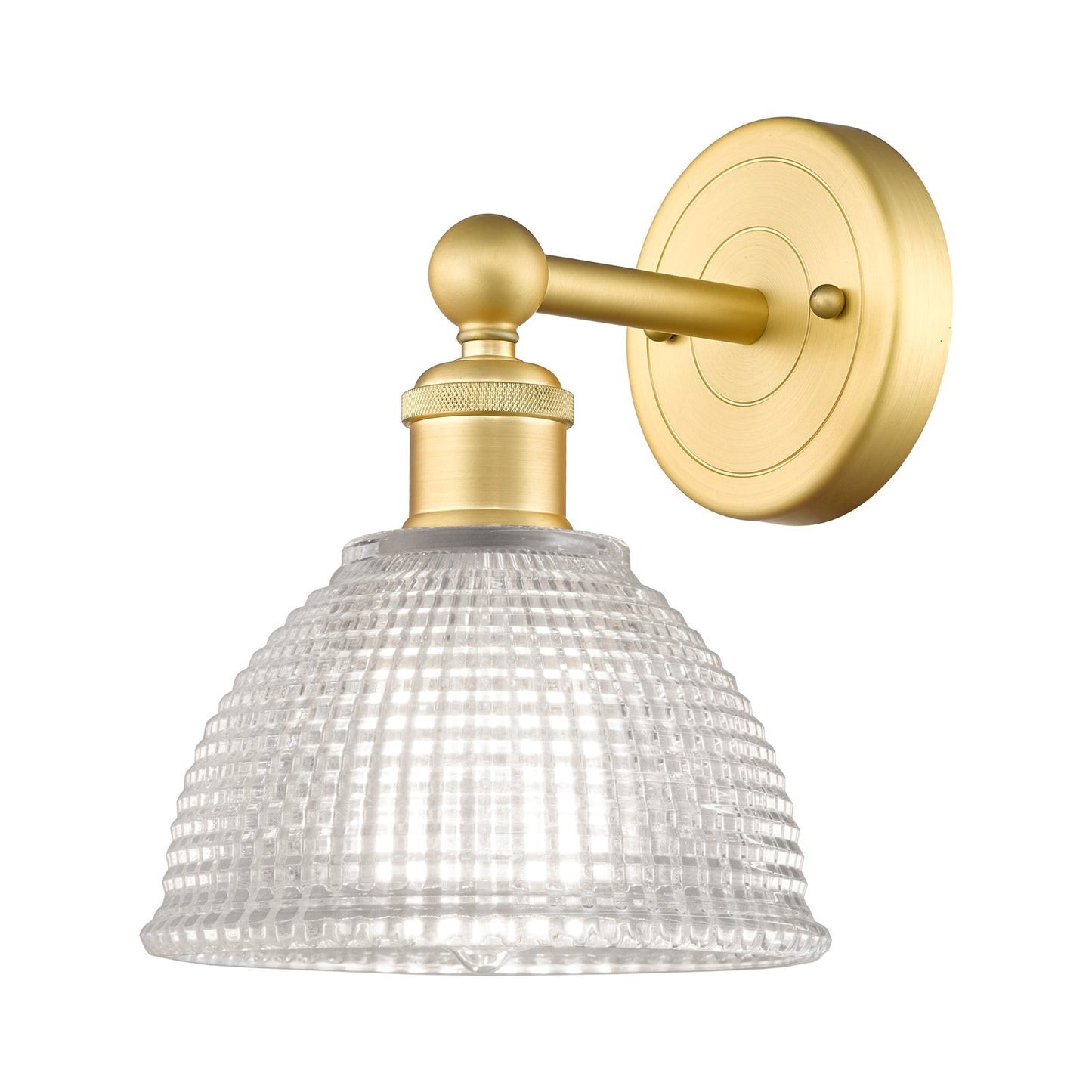 Innovations Arietta 8in 1-Light Wall Sconce | Industrial Satin Gold Steel and Clear Glass | Entryway & Hallway Accent | 8 x 10.25 in | Model 616-1W-SG-G422