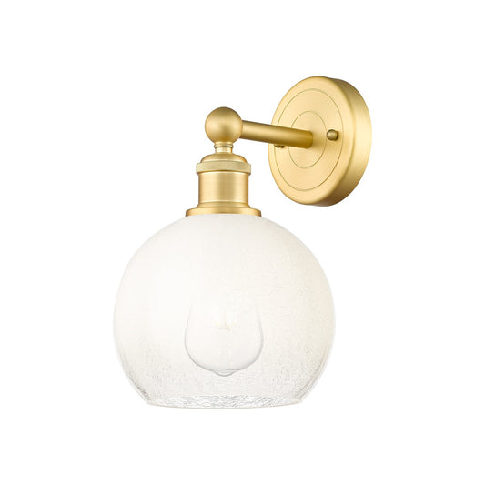Innovations Brookhaven Globe 8in 1-Light Wall Sconce | Industrial Satin Gold Steel and Opal Glass | Bathroom & Hallway Accent | Model 616-1W-SG-G483-8OP