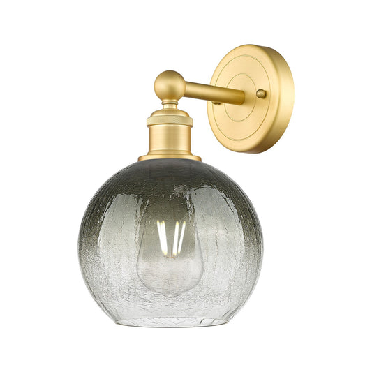 Innovations Brookhaven Globe 8in 1-Light Wall Sconce | Industrial Satin Gold Steel and Slate Glass | Bathroom & Hallway Accent | Model 616-1W-SG-G483-8SL