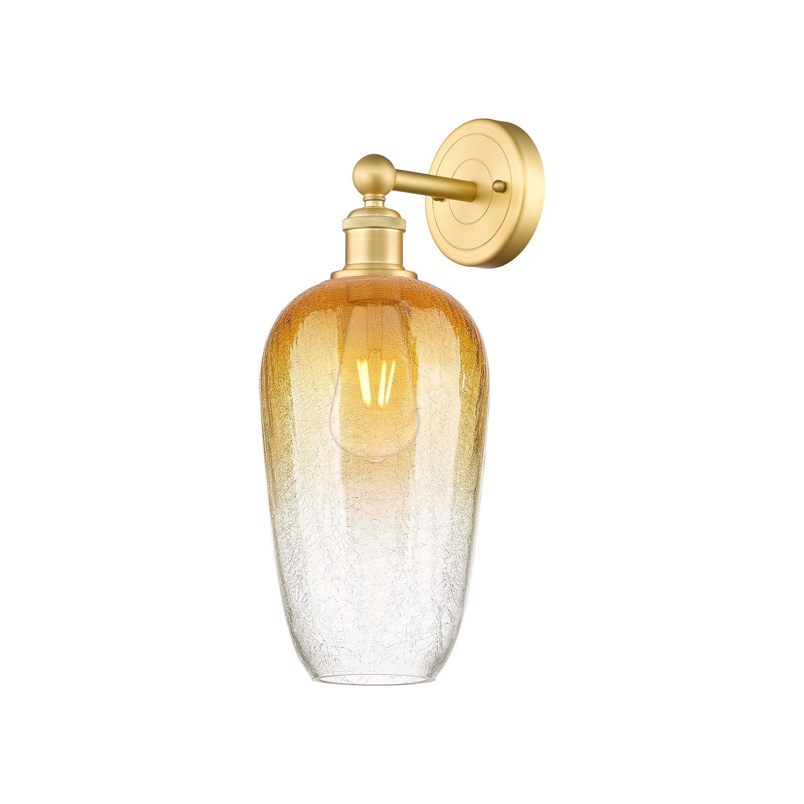 Innovations Brookhaven Flute 7in 1-Light Wall Sconce | Industrial Satin Gold Steel and Amber Glass | Bathroom & Hallway Accent | Model 616-1W-SG-G484-7AM