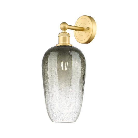 Innovations Brookhaven Flute 7in 1-Light Wall Sconce | Industrial Satin Gold Steel and Slate Glass | Living Room & Hallway | Model 616-1W-SG-G484-7SL