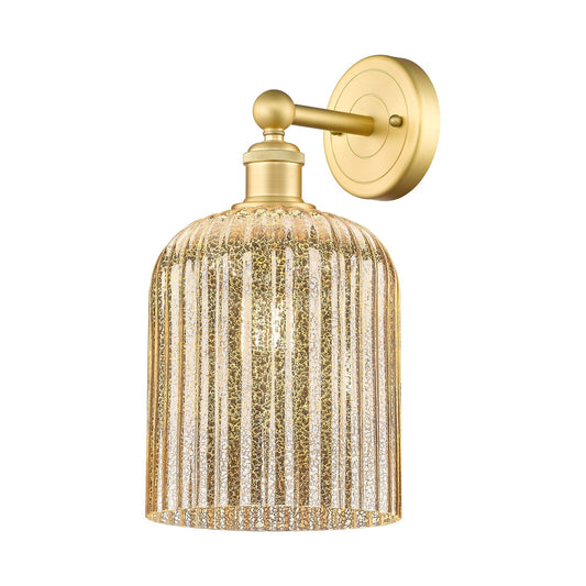 Innovations Bridal Veil 5in 1-Light Wall Sconce | Art Nouveau Satin Gold Steel and Mercury Ribbed Glass | Bathroom & Hallway | Model 616-1W-SG-G559-8ME