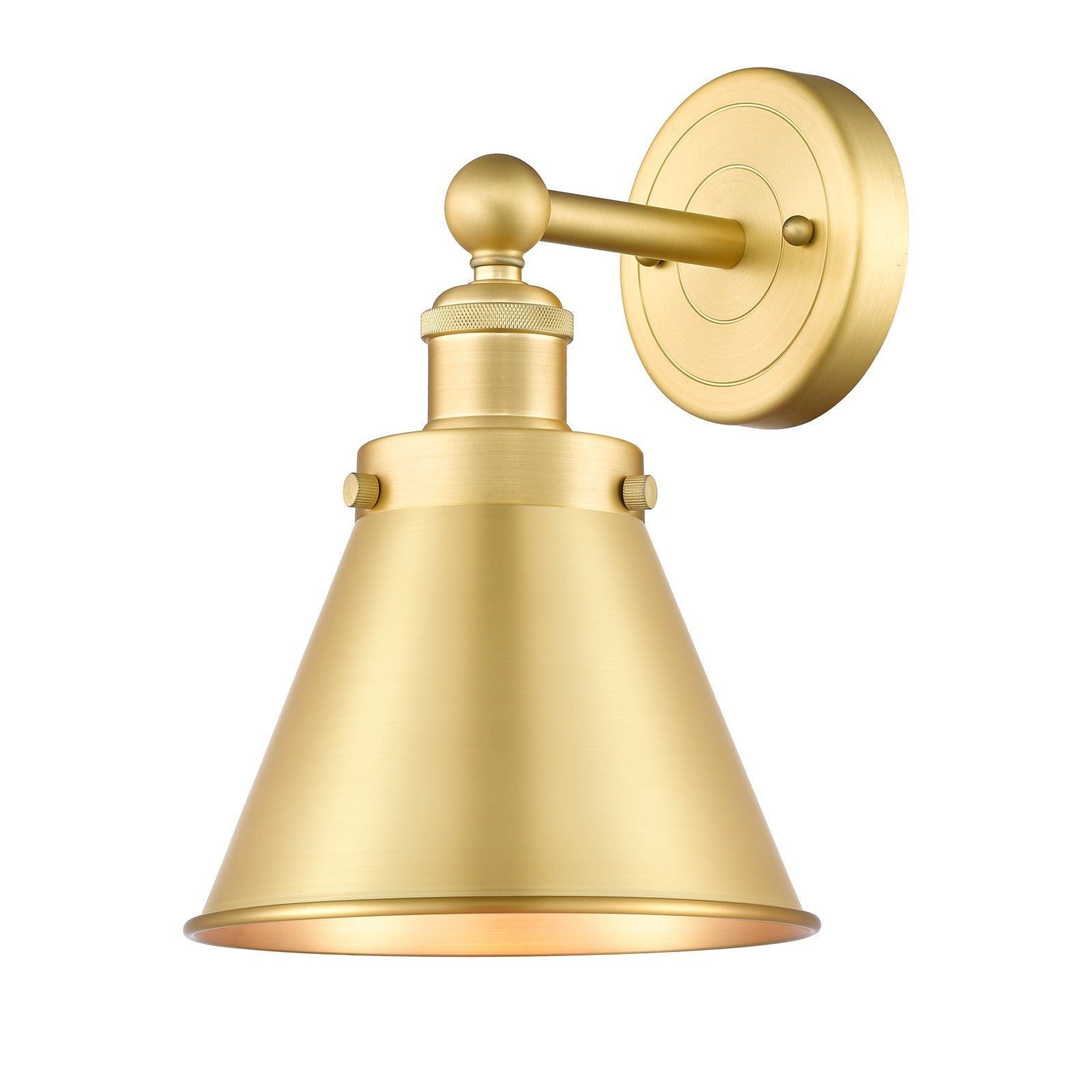 Innovations Appalachian 8in 1-Light Wall Sconce | Satin Gold Steel and Cast Brass with Satin Gold Metal Shade | Bathroom & | Model 616-1W-SG-M13-SG