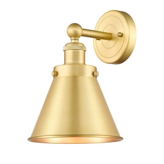 Innovations Appalachian 8in 1-Light Wall Sconce | Satin Gold Steel and Cast Brass with Satin Gold Metal Shade | Bathroom & | Model 616-1W-SG-M13-SG