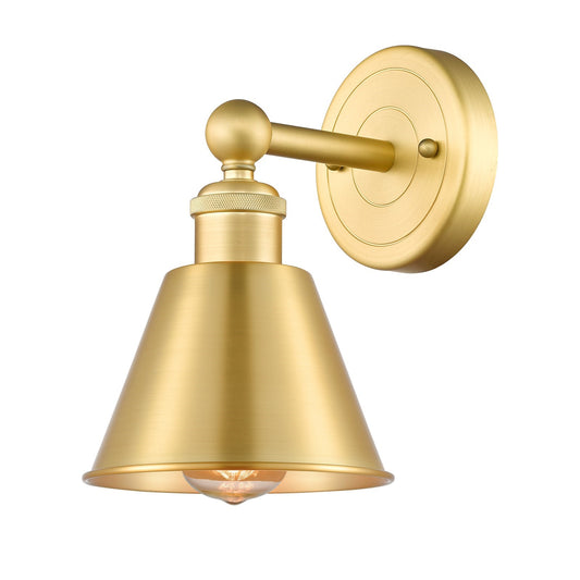 Innovations Smithfield 1-Light 6.5in Sconce | Industrial Satin Gold Steel and Cast Brass | Damp Rated Bathroom & Hallway Accent | Model 616-1W-SG-M8-SG