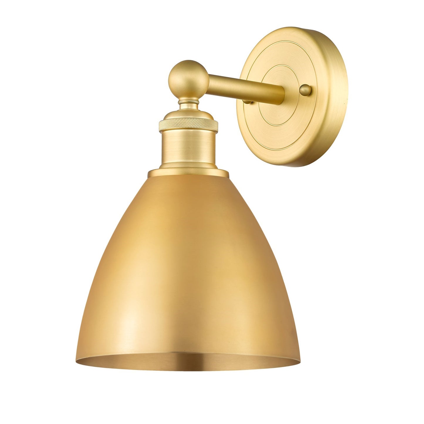 Innovations Bristol 8in 1-Light Wall Sconce | Industrial Satin Gold Steel and Cast Brass with Satin Gold Metal Shade | Damp | Model 616-1W-SG-MBD-75-SG