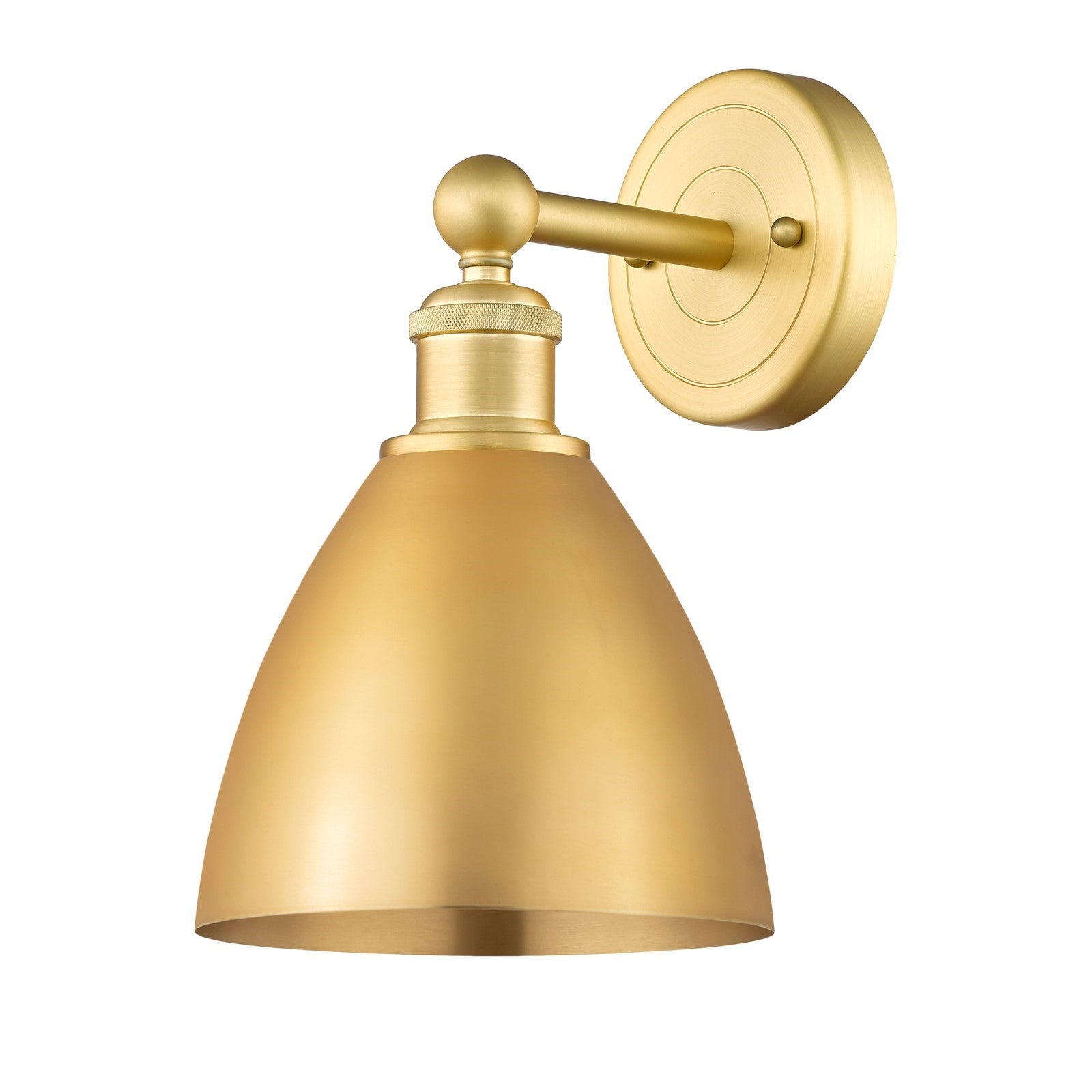 Innovations Bristol 8in 1-Light Wall Sconce | Industrial Satin Gold Steel and Cast Brass with Satin Gold Metal Shade | Damp | Model 616-1W-SG-MBD-75-SG