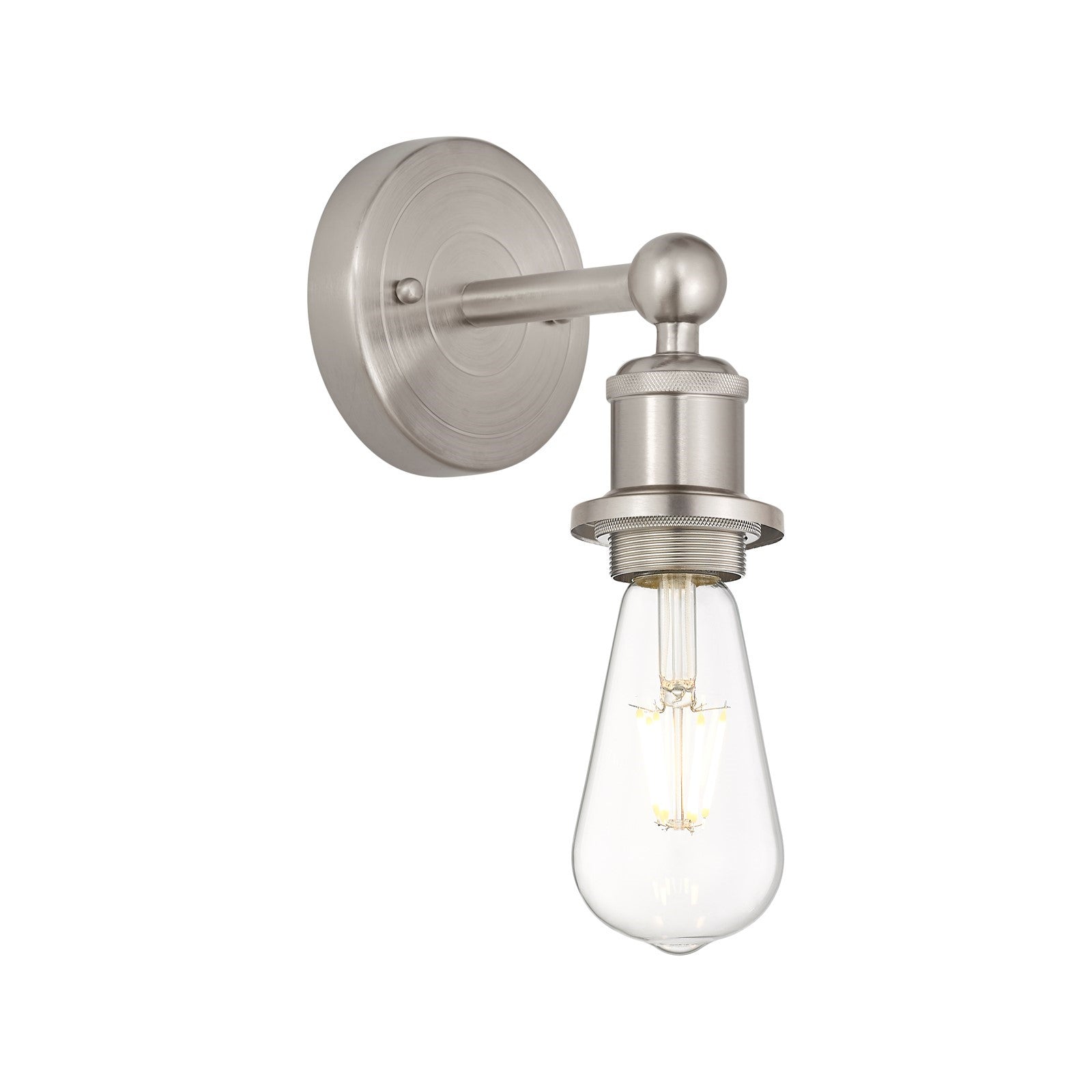 Innovations Edison 1-Light 4.5in Wall Sconce | Industrial Satin Nickel Steel and Cast Brass | Hallway & Bathroom Accent | 4.5 x 6.25 x 6 | Model 616-1W-SN