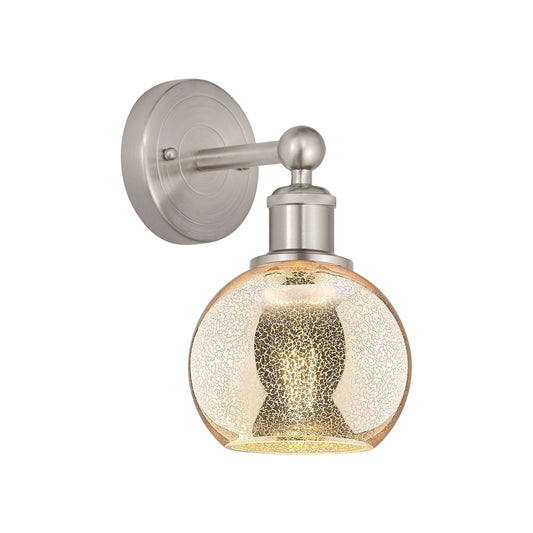 Innovations Athens 6in 1-Light Wall Sconce | Industrial Brushed Satin Nickel and Mercury Glass | Hallway & Bathroom Accent | 5.88 | Model 616-1W-SN-G128-6