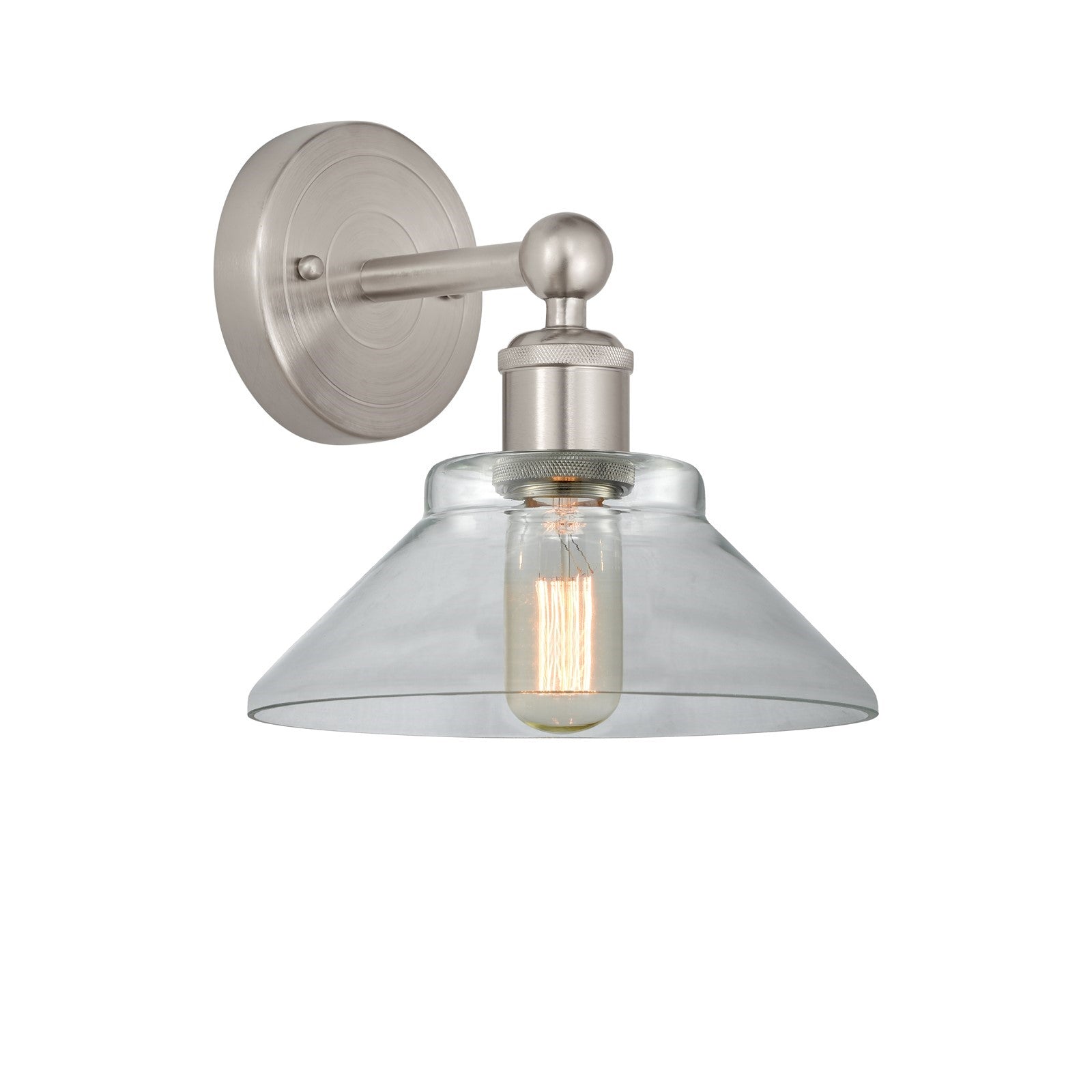 Innovations Orwell 1-Light 8.38in Wall Sconce | Industrial Brushed Satin Nickel Steel and Clear Glass | Hallway & Bedroom Accent | Model 616-1W-SN-G132