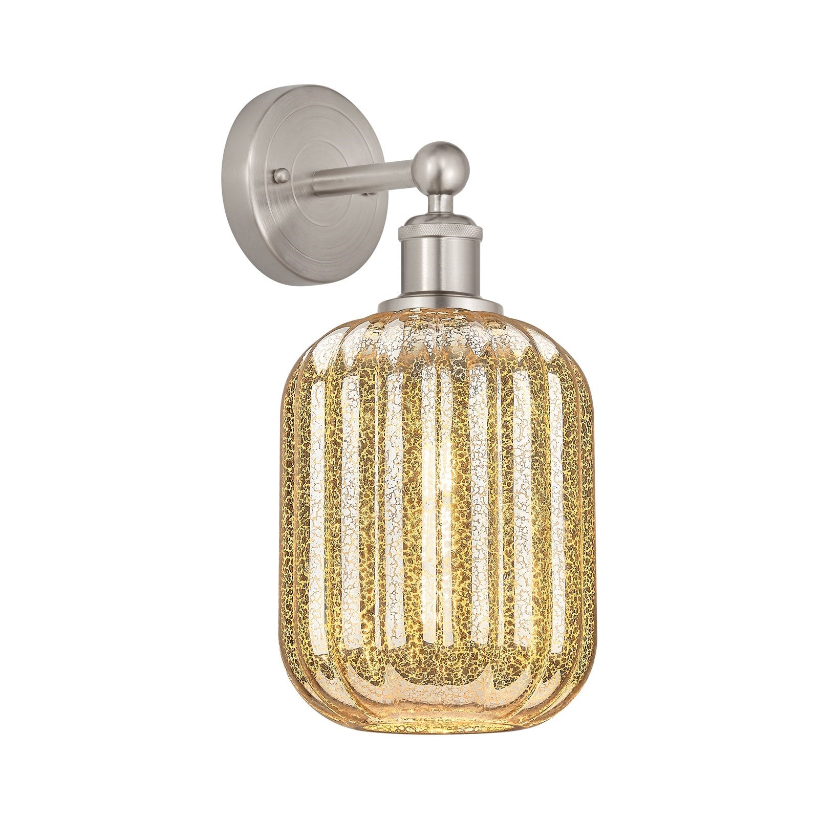Innovations Preston Cylinder 1-Light Wall Sconce | Industrial Brushed Satin Nickel Steel and Mercury Glass | Hallway & Bathroom | Model 616-1W-SN-G460-7ME
