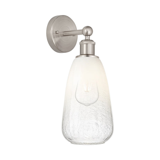 Innovations Brookhaven Almond 6in 1-Light Wall Sconce | Industrial Brushed Satin Nickel and Opal Glass | Bathroom & Hallway | Model 616-1W-SN-G480-6OP