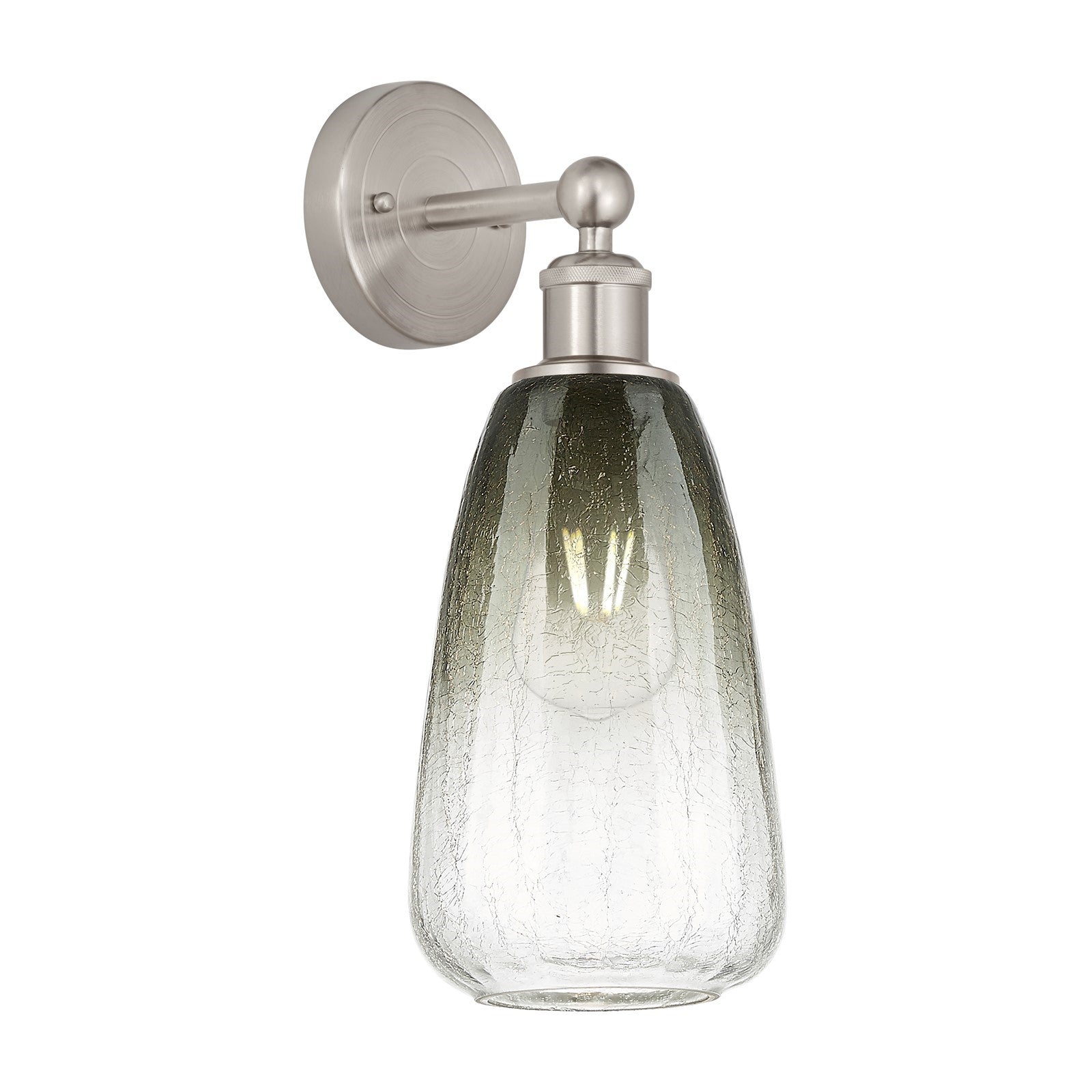 Innovations Brookhaven Almond 6in 1-Light Wall Sconce | Industrial Brushed Satin Nickel and Slate Glass | Bathroom & Hallway | Model 616-1W-SN-G480-6SL