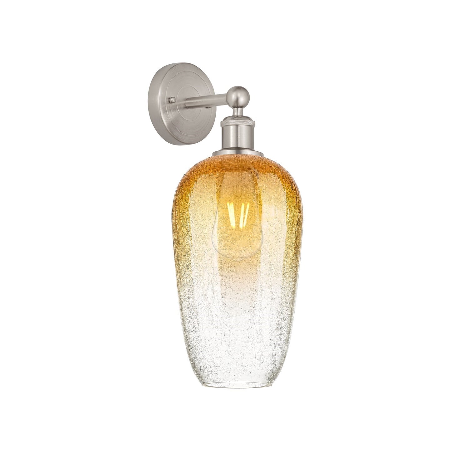 Innovations Brookhaven Flute 7in 1-Light Wall Sconce | Industrial Brushed Satin Nickel Steel and Amber Glass | Bathroom & | Model 616-1W-SN-G484-7AM