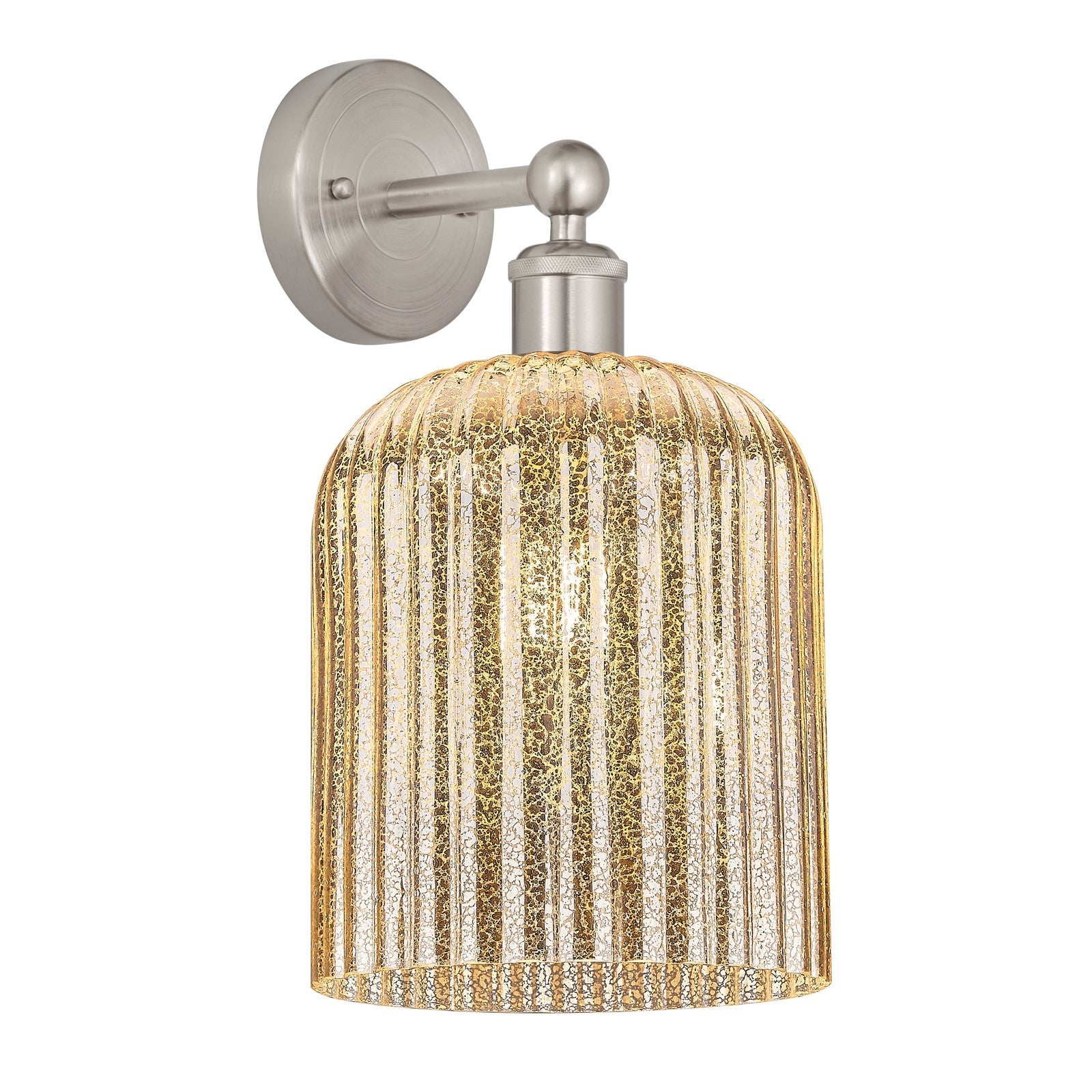 Innovations Bridal Veil 5in 1-Light Wall Sconce | Art Nouveau Brushed Satin Nickel and Mercury Ribbed Glass | Bathroom & | Model 616-1W-SN-G559-8ME
