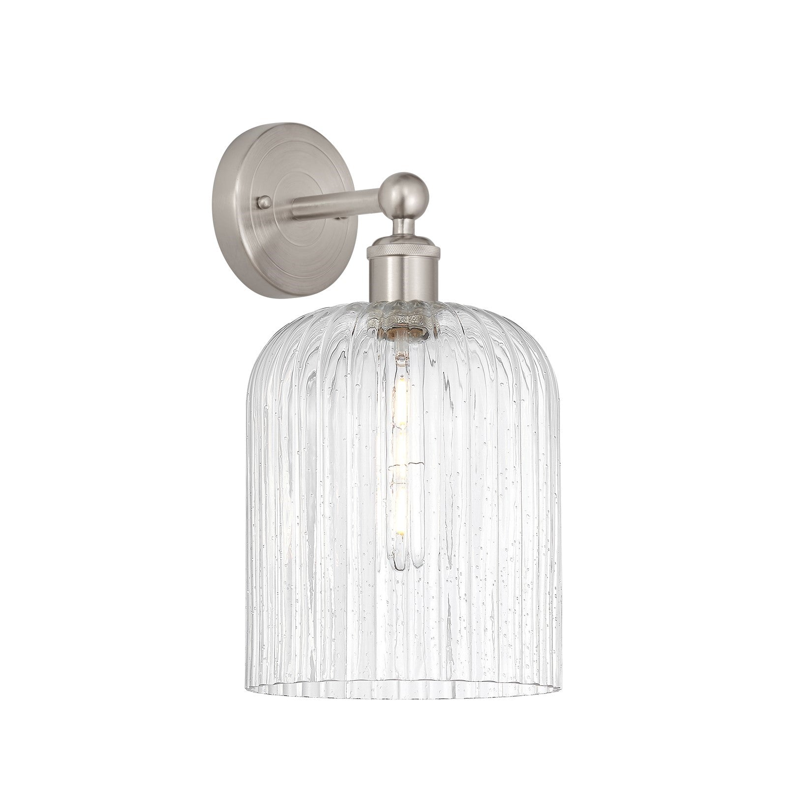 Innovations Bridal Veil 1-Light Wall Sconce | Art Nouveau Brushed Satin Nickel Steel and Seedy Ribbed Glass | Bathroom & | Model 616-1W-SN-G559-8SDY