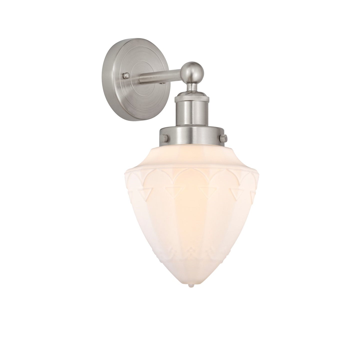 Innovations Bullet 7in 1-Light Wall Sconce | Industrial Brushed Satin Nickel and Matte White Frosted Glass | Bedroom & Hallway | Model 616-1W-SN-G661-7