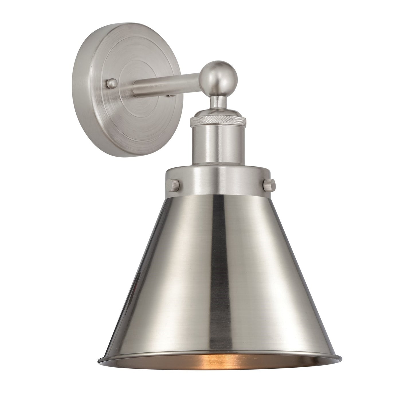 Innovations Appalachian 8in 1-Light Wall Sconce | Traditional Industrial Brushed Satin Nickel Steel and Metal Shade | Entryway & | Model 616-1W-SN-M13-SN