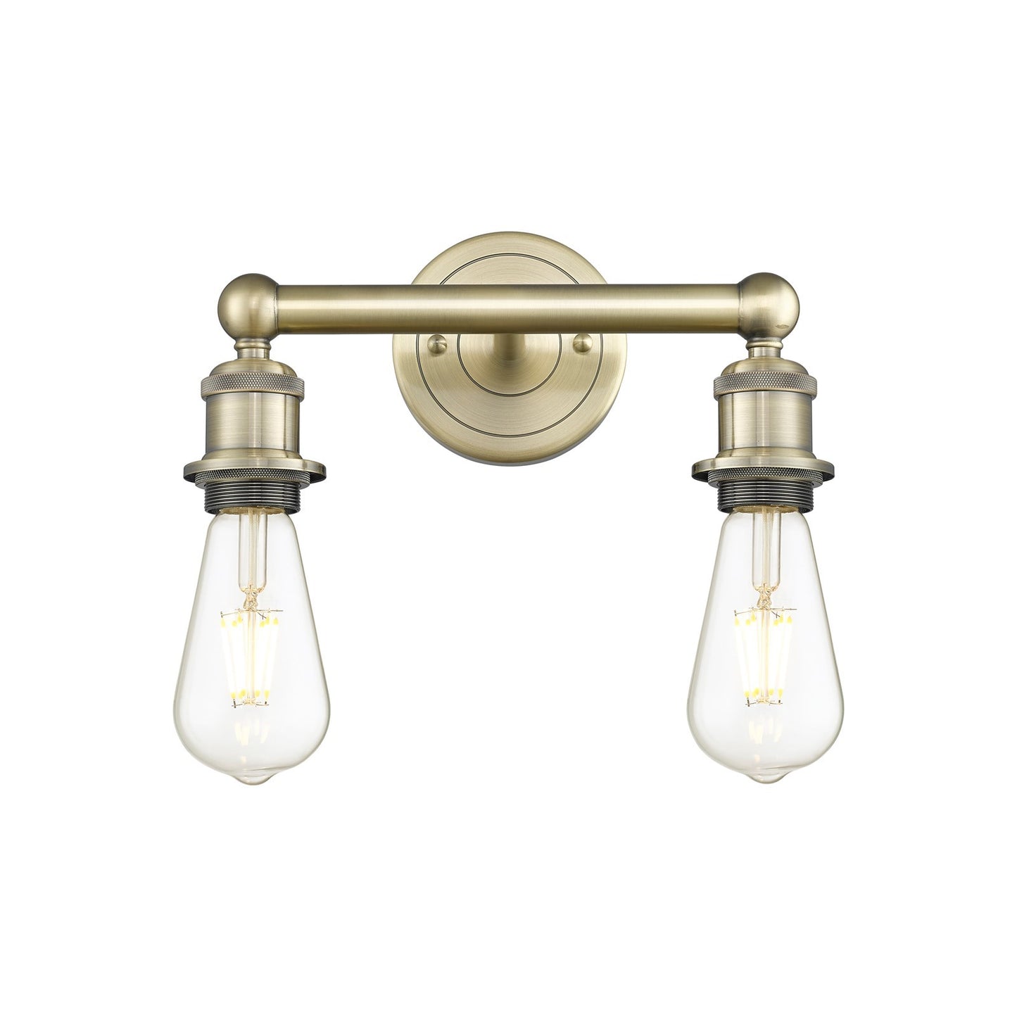 Innovations Edison 12.375in 2-Light Bath Vanity Light | Industrial Antique Brass Steel and Vintage Bulb | Bathroom Vanity | 12.38 x 6 in | Model 616-2W-AB