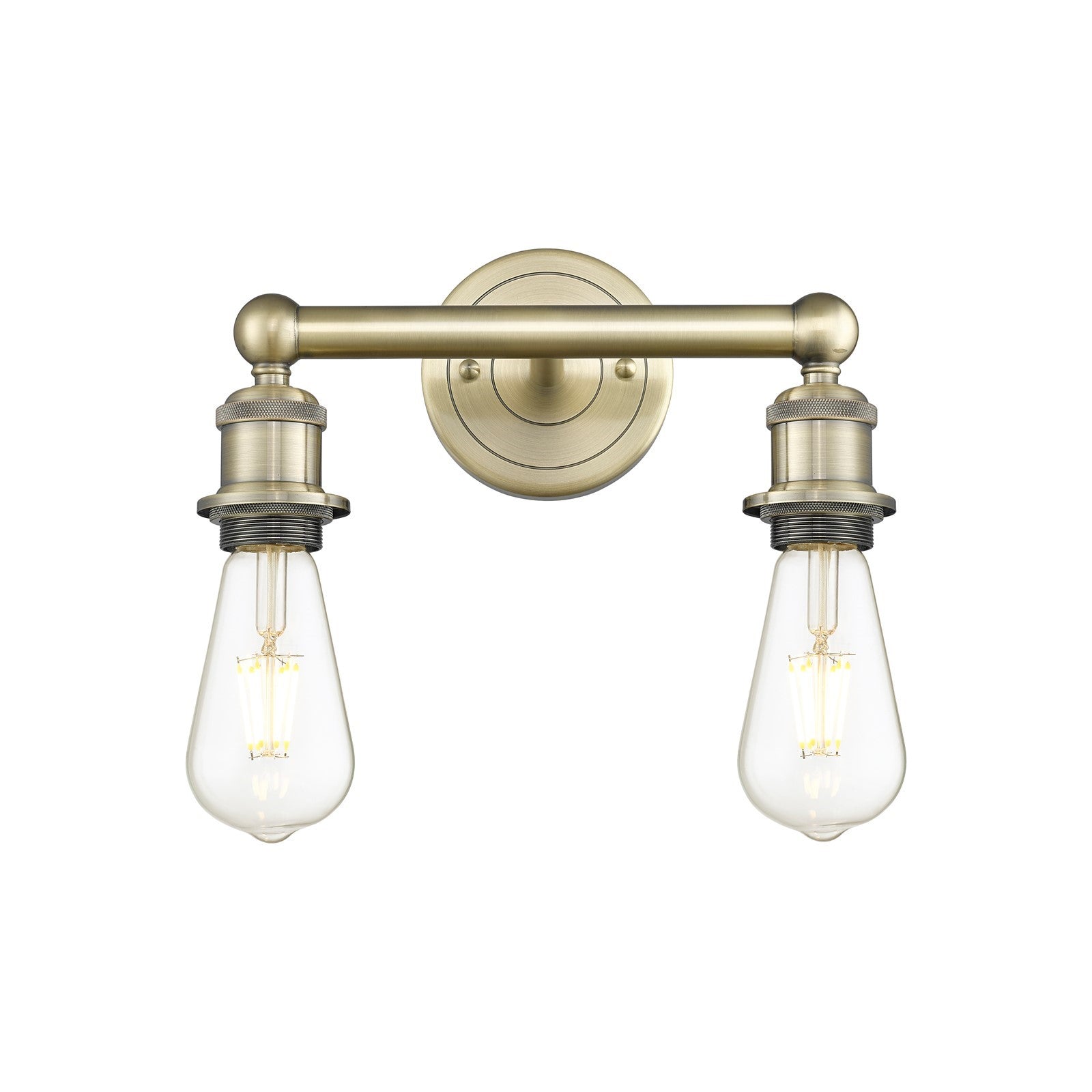 Innovations Edison 12.375in 2-Light Bath Vanity Light | Industrial Antique Brass Steel and Vintage Bulb | Bathroom Vanity | 12.38 x 6 in | Model 616-2W-AB