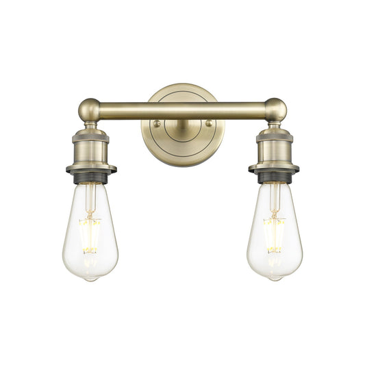 Innovations Edison 12.375in 2-Light Bath Vanity Light | Industrial Antique Brass Steel and Vintage Bulb | Bathroom Vanity | 12.38 x 6 in | Model 616-2W-AB