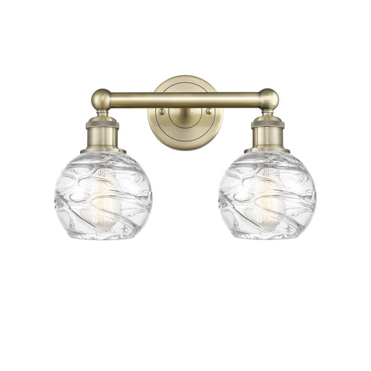 Innovations Athens Deco Swirl 15in 2-Light Bath Vanity Light | Industrial Antique Brass and Clear Glass | Bathroom Vanity | Model 616-2W-AB-G1213-6CL