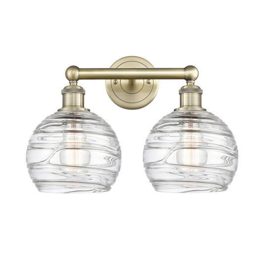 Innovations Athens Deco Swirl 17in 2-Light Bath Vanity Light | Industrial Antique Brass and Clear Glass | Bathroom Vanity | 17 | Model 616-2W-AB-G1213-8CL