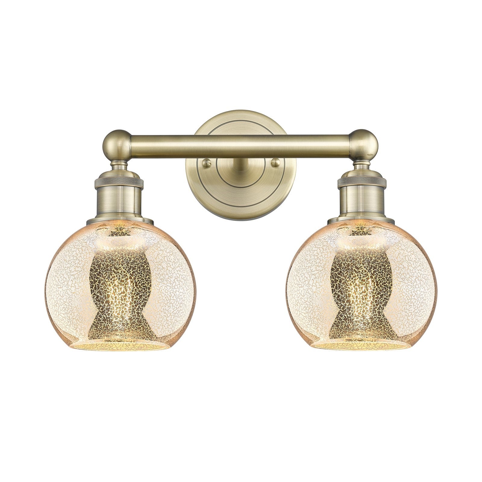 Innovations Athens 15in 2-Light Bath Vanity Light | Industrial Antique Brass Steel and Mercury Glass | Bathroom Vanity | 14.88 x | Model 616-2W-AB-G128-6