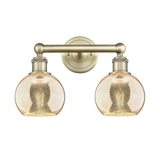 Innovations Athens 15in 2-Light Bath Vanity Light | Industrial Antique Brass Steel and Mercury Glass | Bathroom Vanity | 14.88 x | Model 616-2W-AB-G128-6