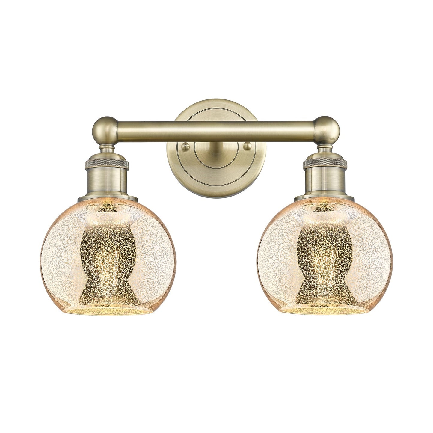 Innovations Athens 15in 2-Light Bath Vanity Light | Industrial Antique Brass Steel and Mercury Glass | Bathroom Vanity | 14.88 x | Model 616-2W-AB-G128-6