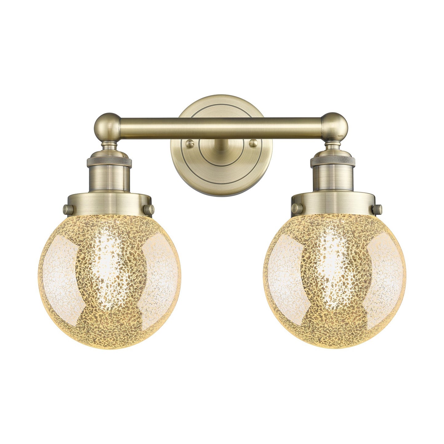 Innovations Beacon 15in 2-Light Bath Vanity Light | Industrial Antique Brass Steel and Mercury Glass | Bathroom Vanity | 15 x 7.5 | Model 616-2W-AB-G208-6