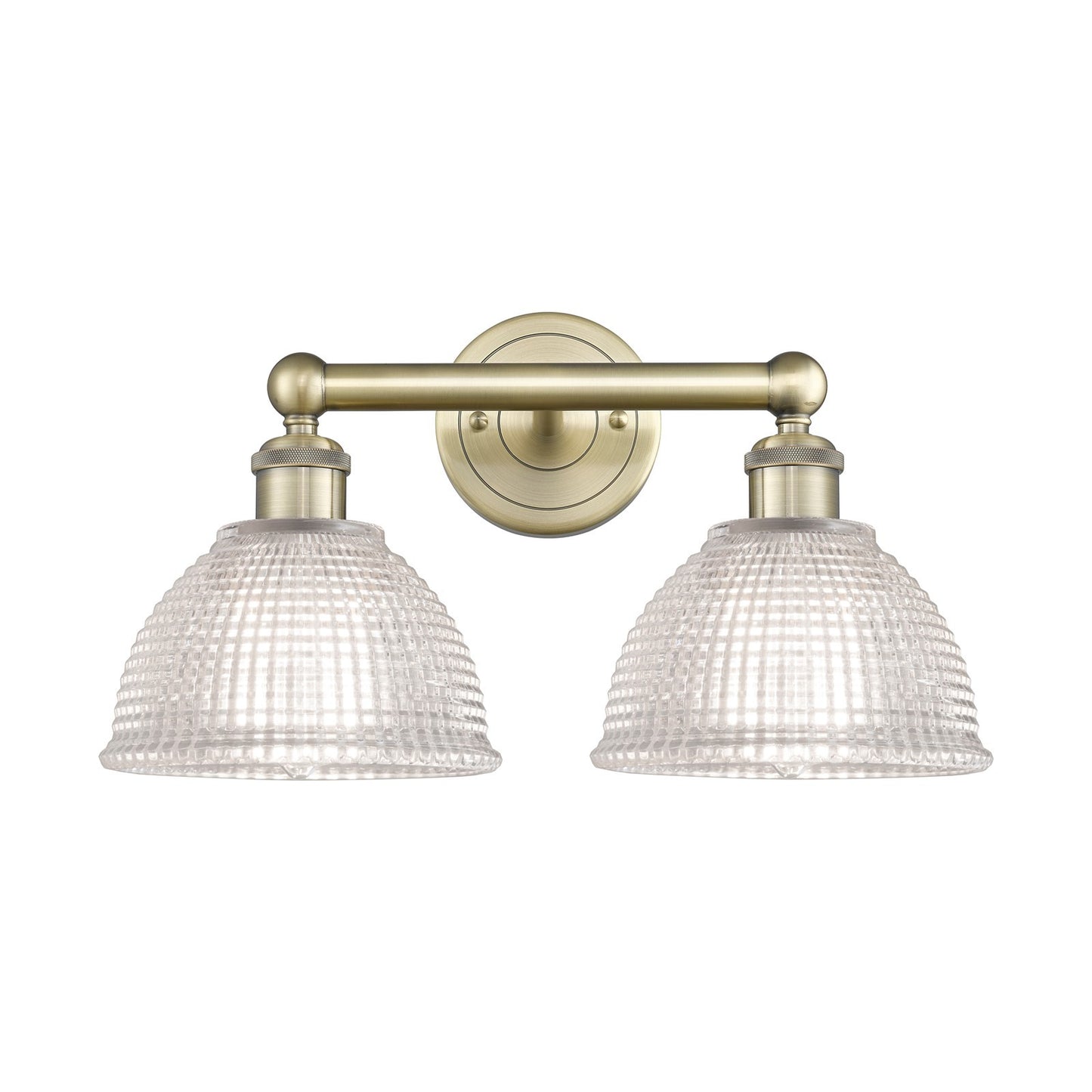 Innovations Arietta 17in 2-Light Bath Vanity Light | Industrial Antique Brass Steel and Clear Glass | Bathroom Vanity & Powder Room | Model 616-2W-AB-G422