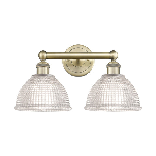 Innovations Arietta 17in 2-Light Bath Vanity Light | Industrial Antique Brass Steel and Clear Glass | Bathroom Vanity & Powder Room | Model 616-2W-AB-G422