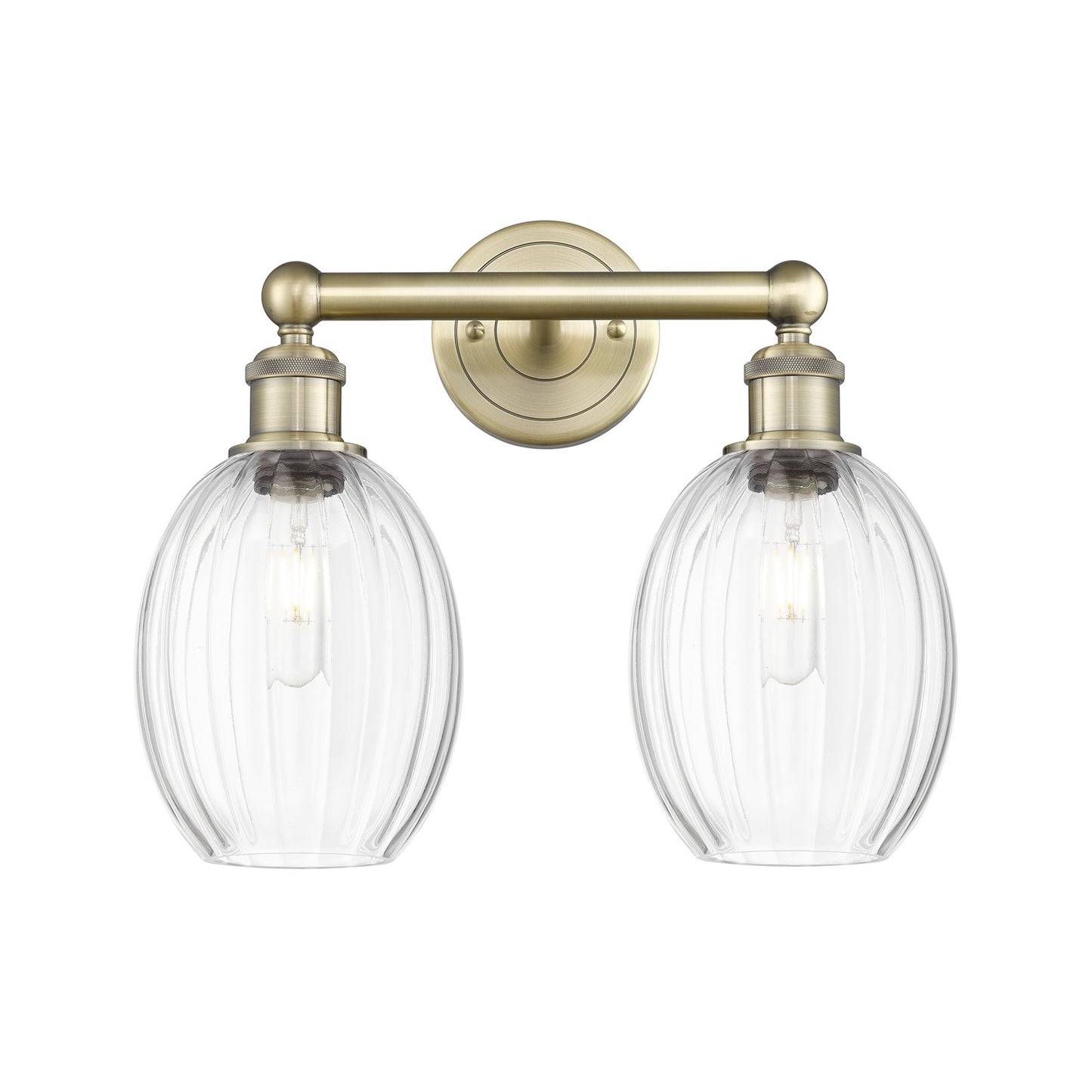 Innovations Preston Bulb 15.25in 2-Light Bath Vanity Light | Industrial Antique Brass and Clear Glass | Bathroom Vanity | 15.25 | Model 616-2W-AB-G459-6CL