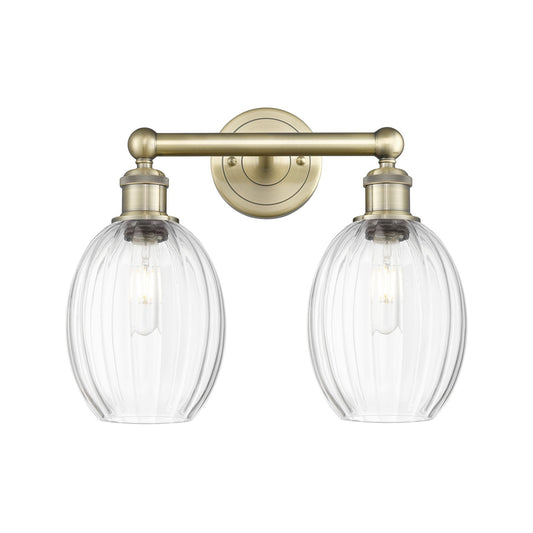 Innovations Preston Bulb 15.25in 2-Light Bath Vanity Light | Industrial Antique Brass and Clear Glass | Bathroom Vanity | 15.25 | Model 616-2W-AB-G459-6CL