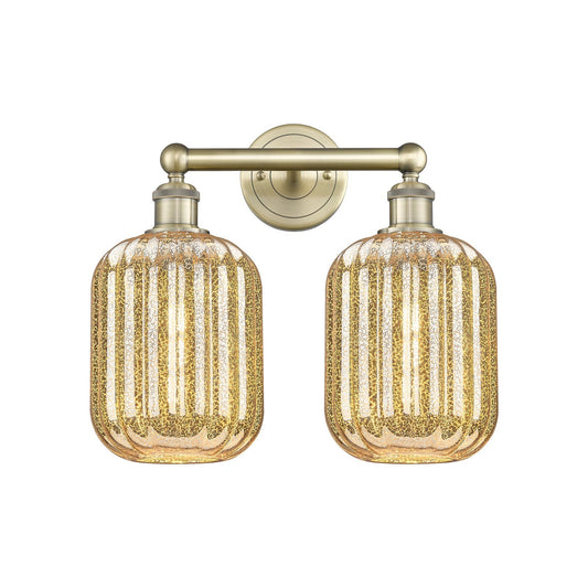 Innovations Preston Cylinder 16in 2-Light Bath Vanity | Industrial Antique Brass Steel and Mercury Glass | Bathroom Vanity | Model 616-2W-AB-G460-7ME